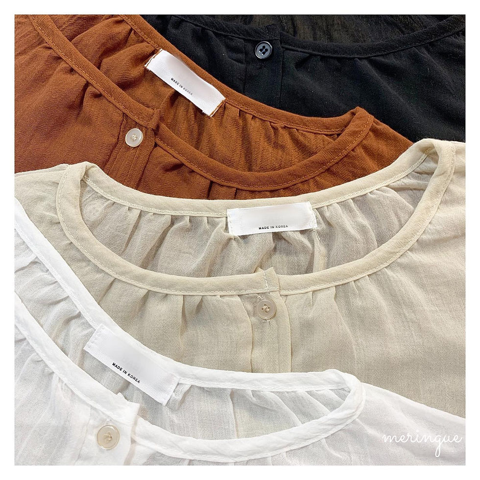 縮圖：[現貨WHITE / BROWN] BUTTONED SEE-THROUGH BLOUSE (4色)