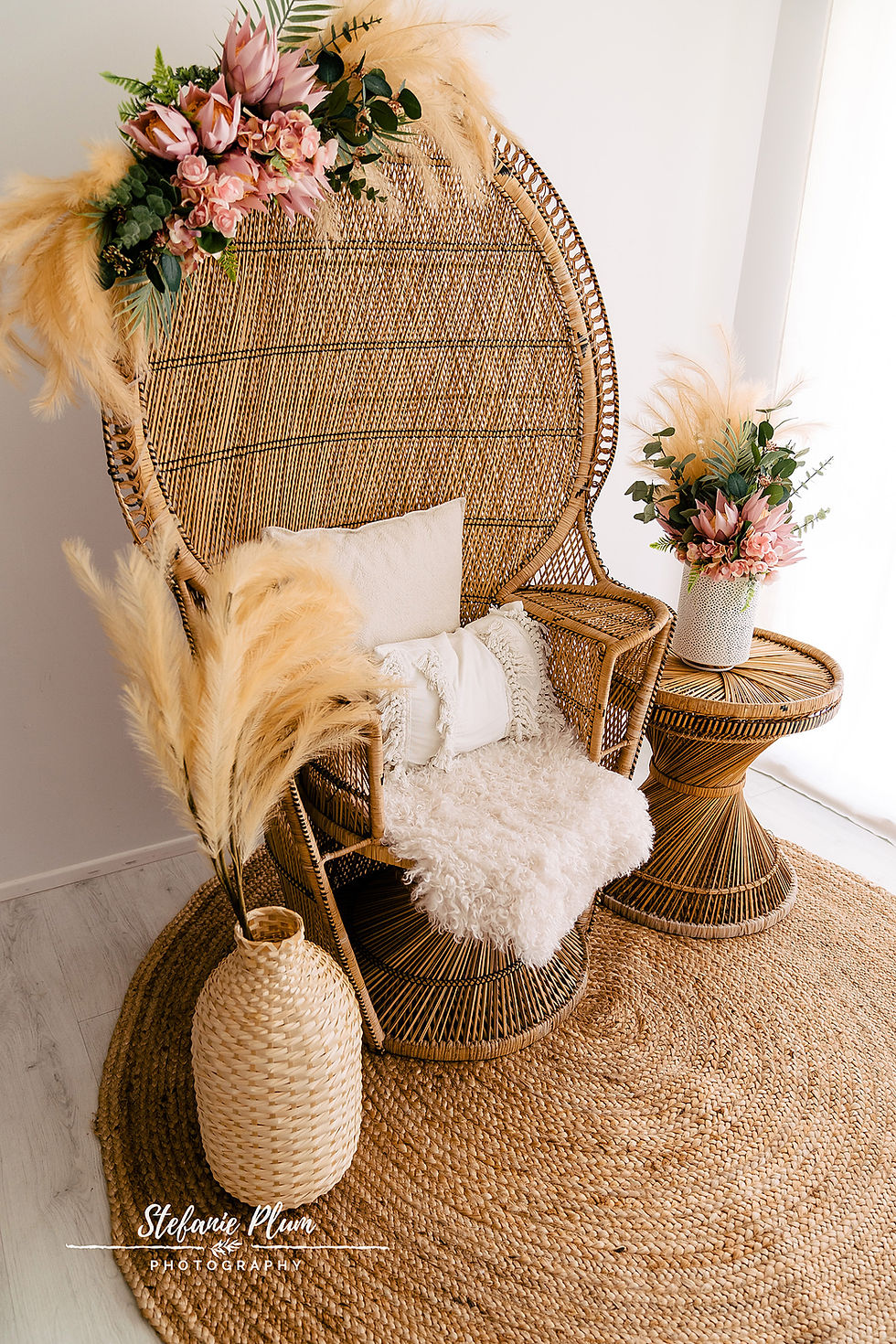 Peacock Chair with flowers