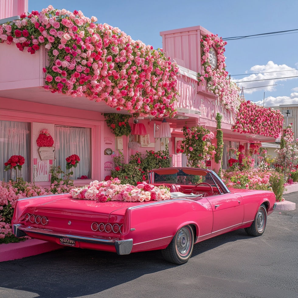 Nostalgic Pink roses Cadillac - Vintage Vegas Inspo - Lux Vegas Magazine