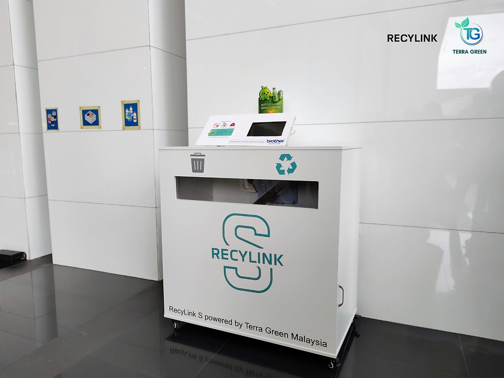 Smart recycling CSR initiative Malaysia: RecyLink S station in a Petaling Jaya office building lobby