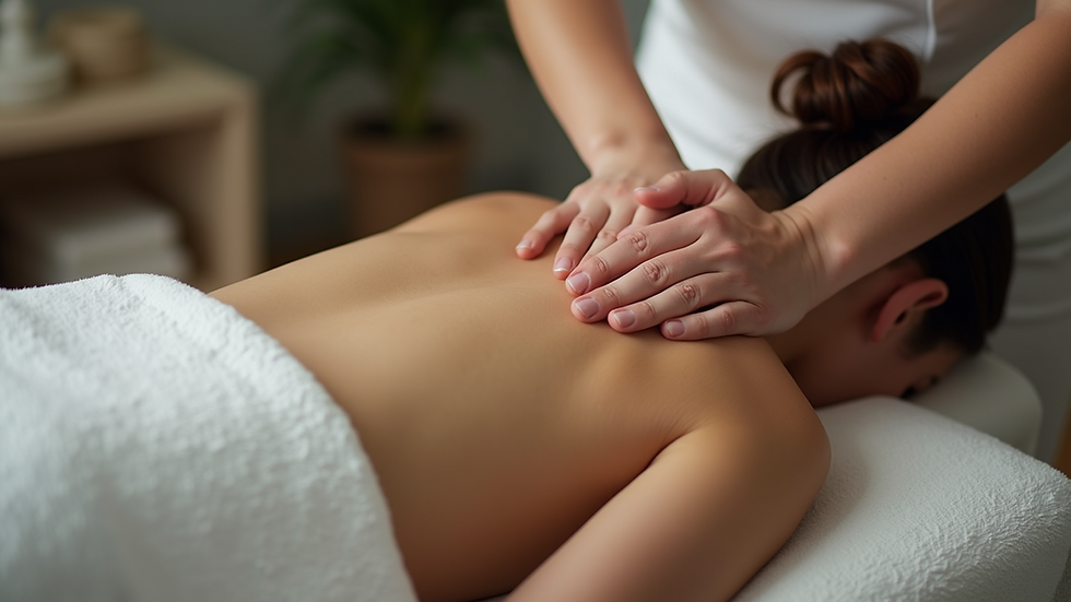 Close-up view of a therapist applying deep pressure during a massage session
