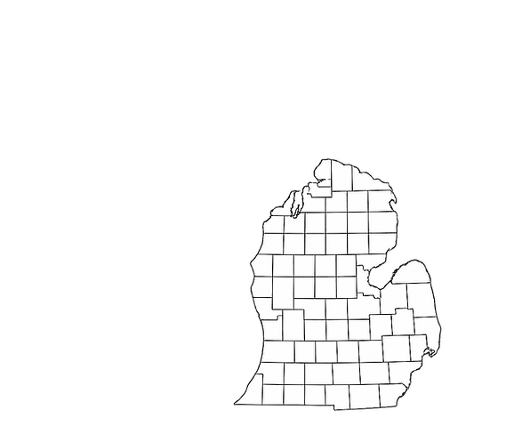 Michigan Map showing county lines
