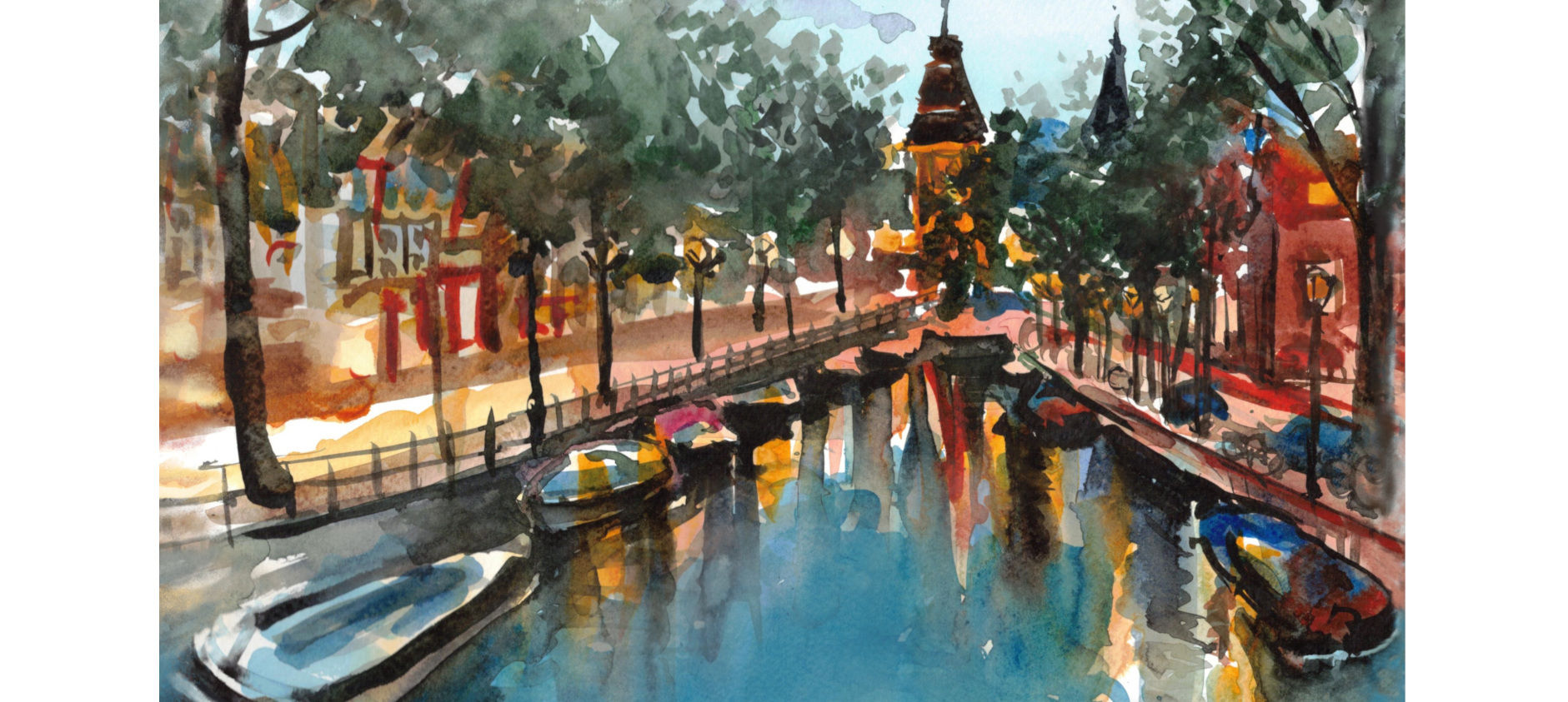 Amsterdam PRINT of my Original painting Christmas lights