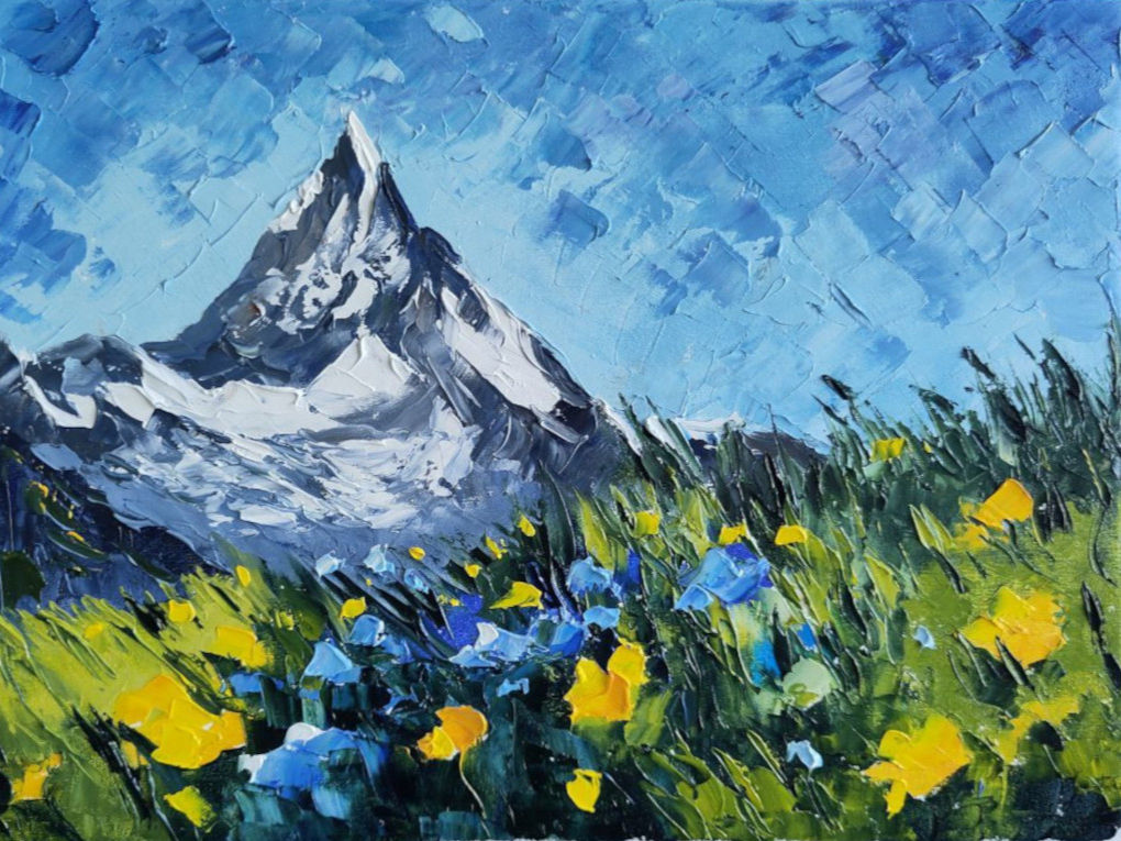 Zermatt Kunst Matterhorn Kunst Original-Gemälde Schweiz Kunst Öl Kunstwerk Schweizer l