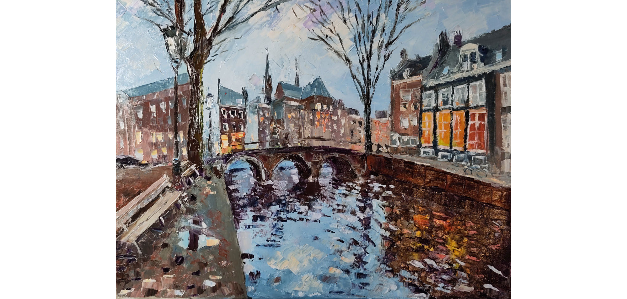 Amsterdam Ölgemälde 20 x 26", 50 x 65 cm Originalkunst auf Leinwand