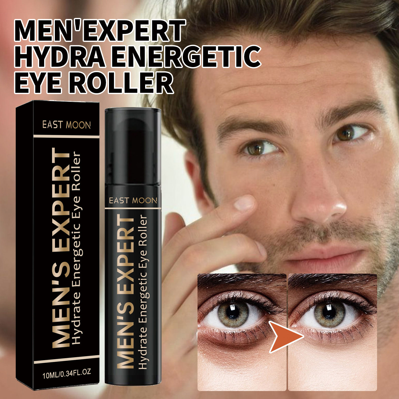 East Moon Men's Hydrating Eye Roller for Dark Circles