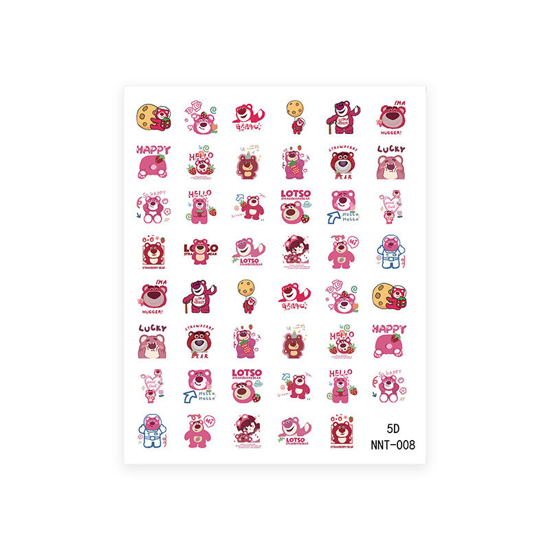 Thumbnail: 5D Strawberry Bear Nail Stickers for Cute Decor
