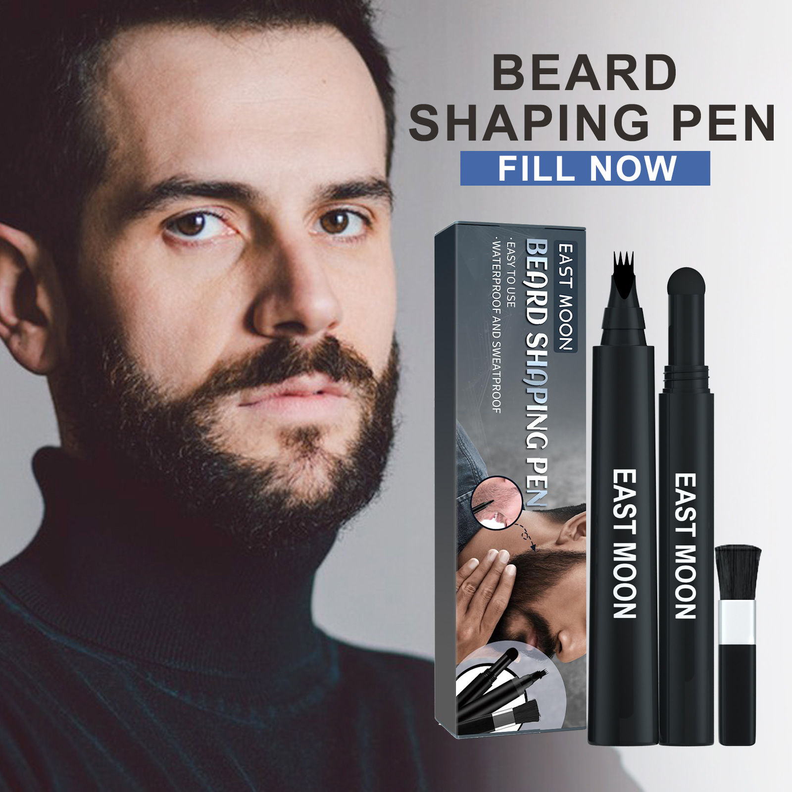 East Moon Men's Beard Filler Brush Set (3-in-1)