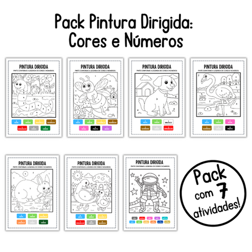 Pack Pintura Dirigida: Números e Cores | Prof Mari Moreira