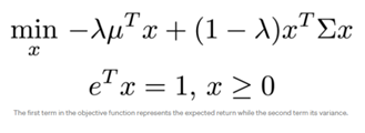 Markowitz model formula/equation