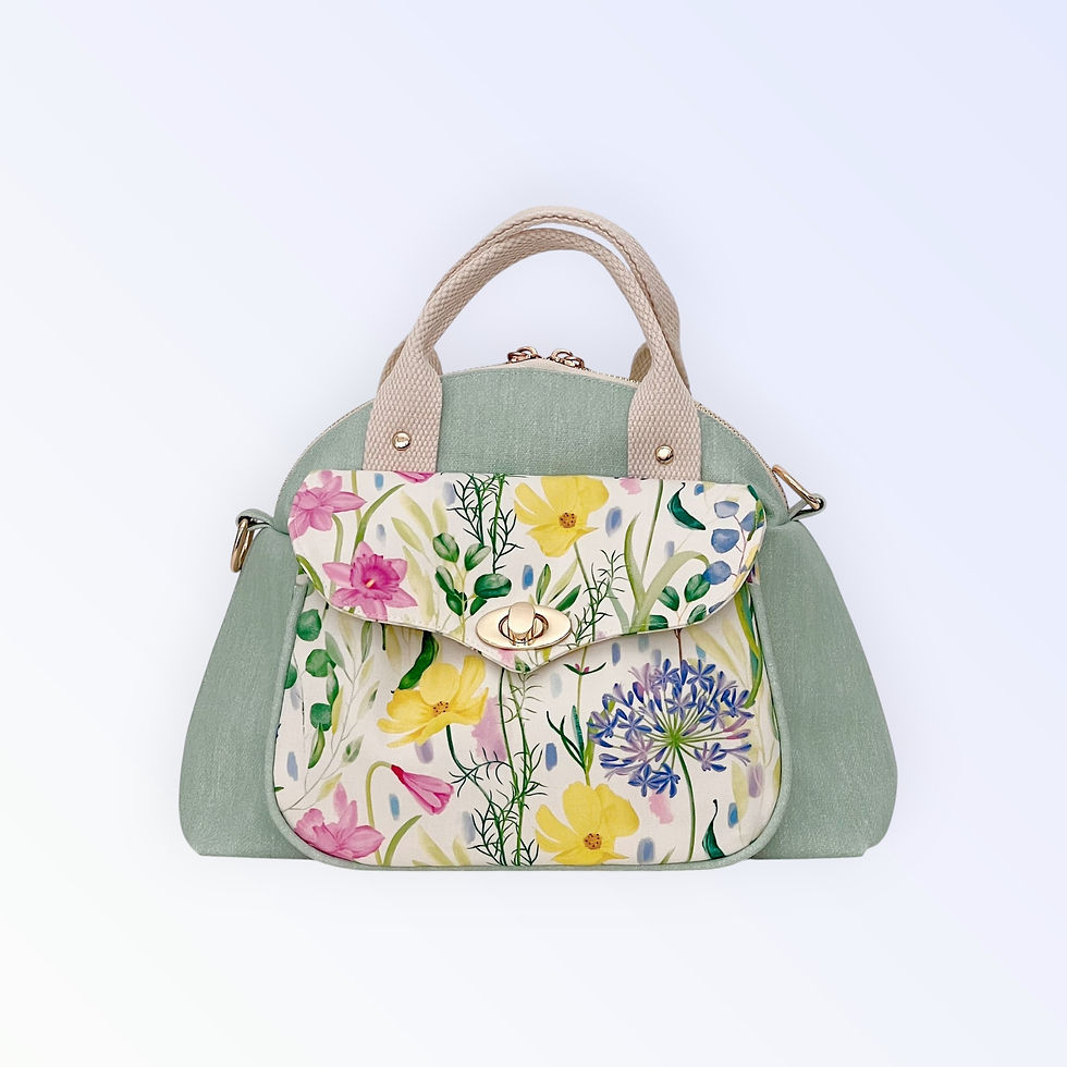 Thumbnail: Mint Summer flower Bowler Bag