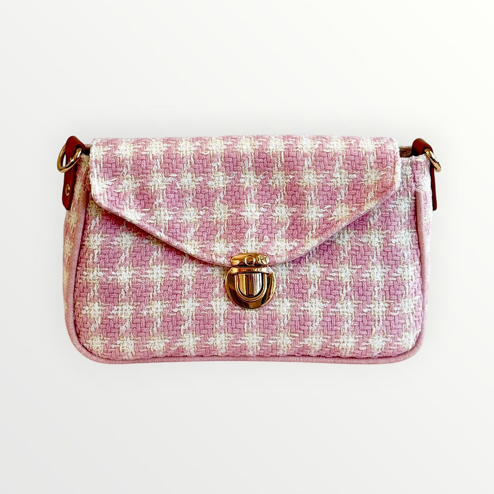 Thumbnail: Pink Houndstooth Tweed Bag
