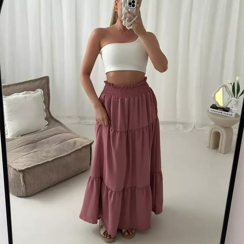 Thumbnail: Long Tiered Summer Maxi Skirt