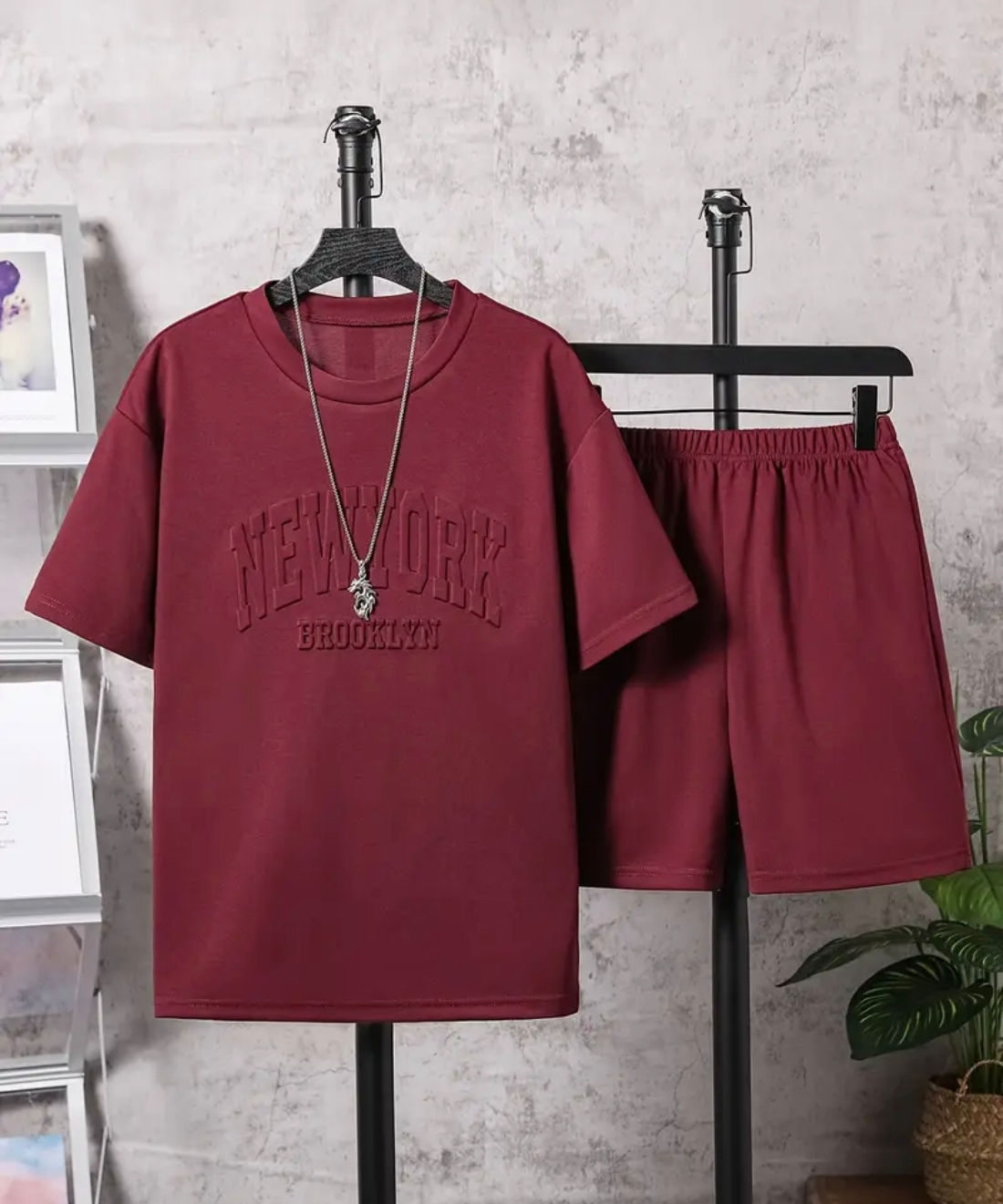 2Pc Kids/Teen NY Brooklyn Short Set - Red 