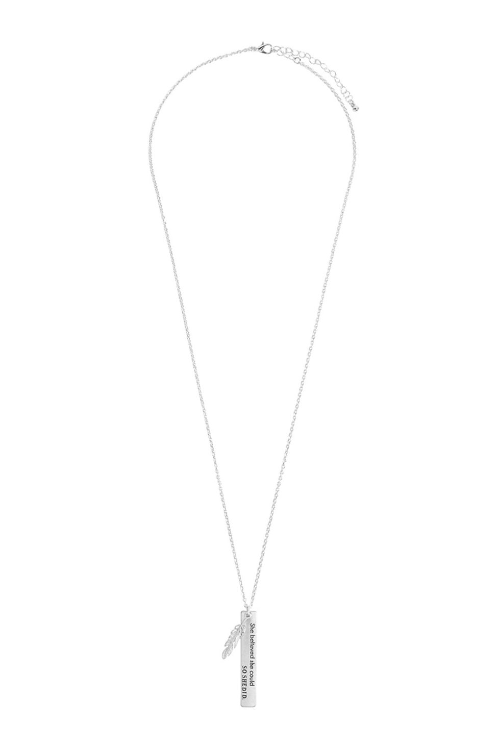 Thumbnail: "She Believed She Could" Message Charm Pendant Necklace