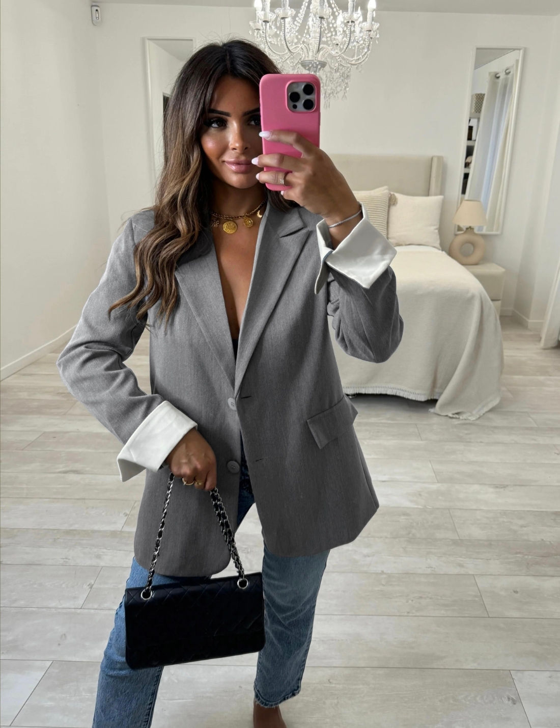 Cuff Blazer - Grey 