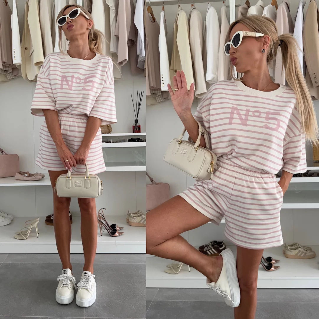 No 5 Striped Set - Pink 