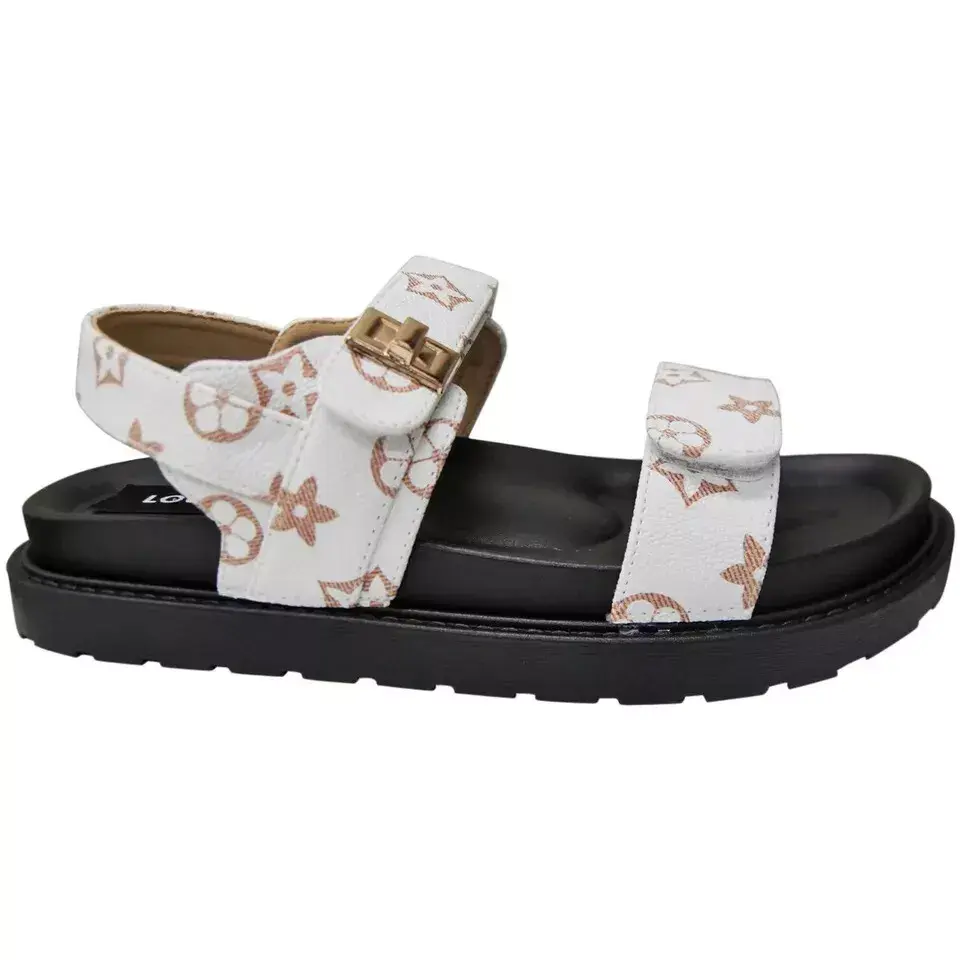Thumbnail: Adjustable Sticky Strap Sandals - White