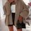 Thumbnail: Deep V Chunky Knit Cardigan Baggy Fit