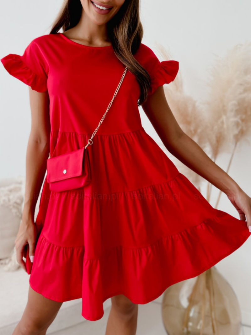 Thumbnail: A Line Flare Skirt Puff Sleeve Dresses