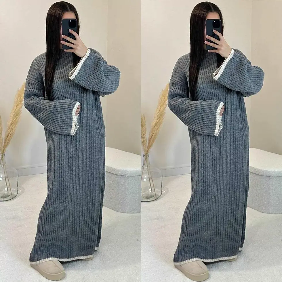 Thumbnail: Contrast Knitted Longline Maxi Dress