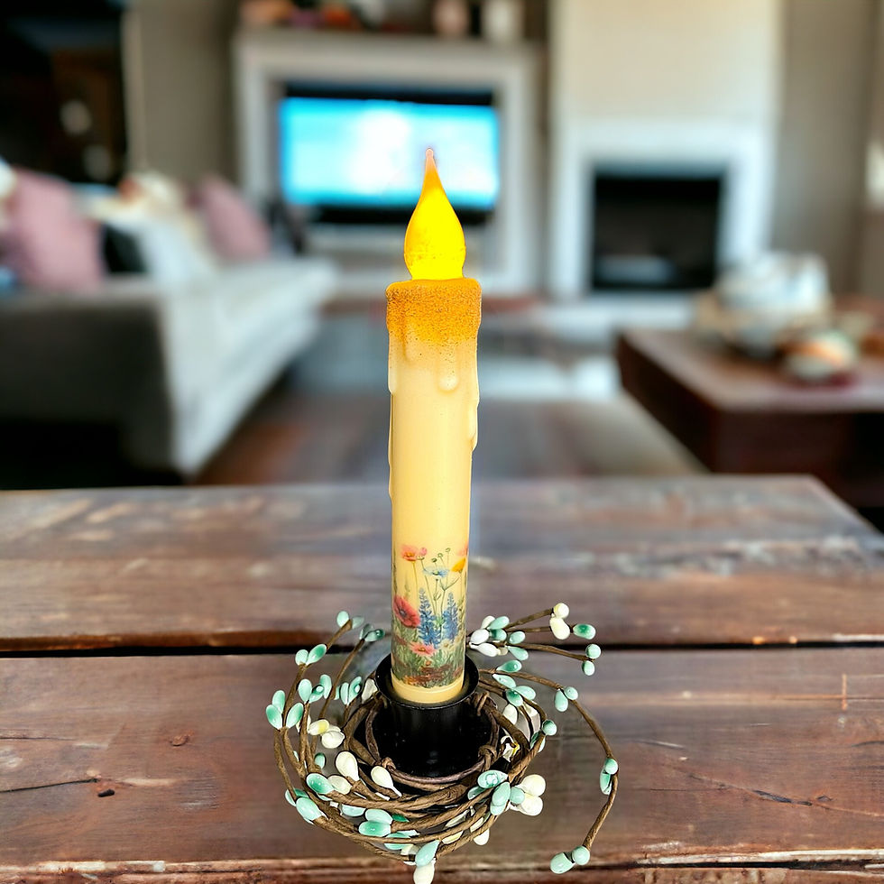 Thumbnail: 7" Wild Flowers Wrap-Around Battery Operated LED Timer Taper Candle