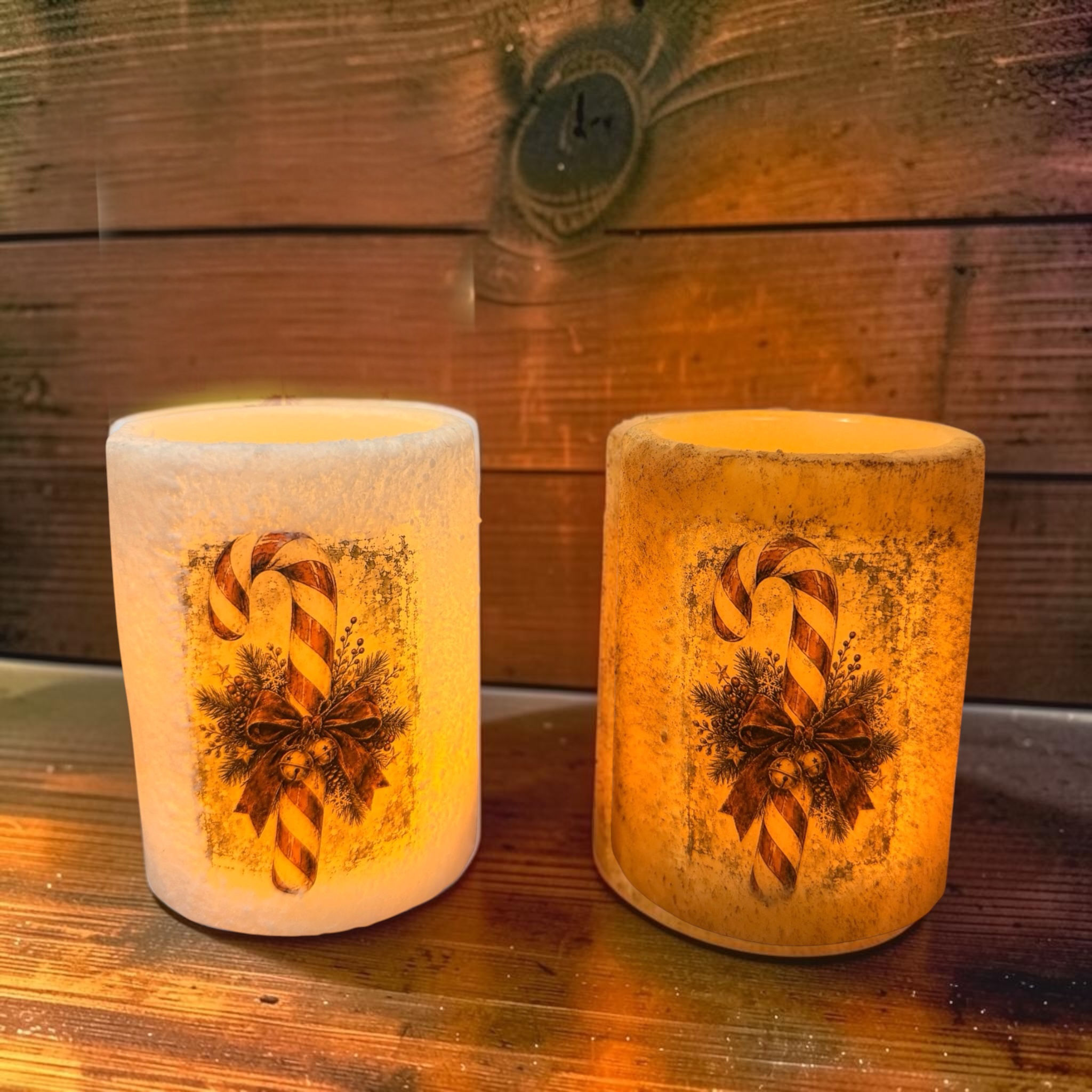 4" Candy Cane Flameless Pillar Candle