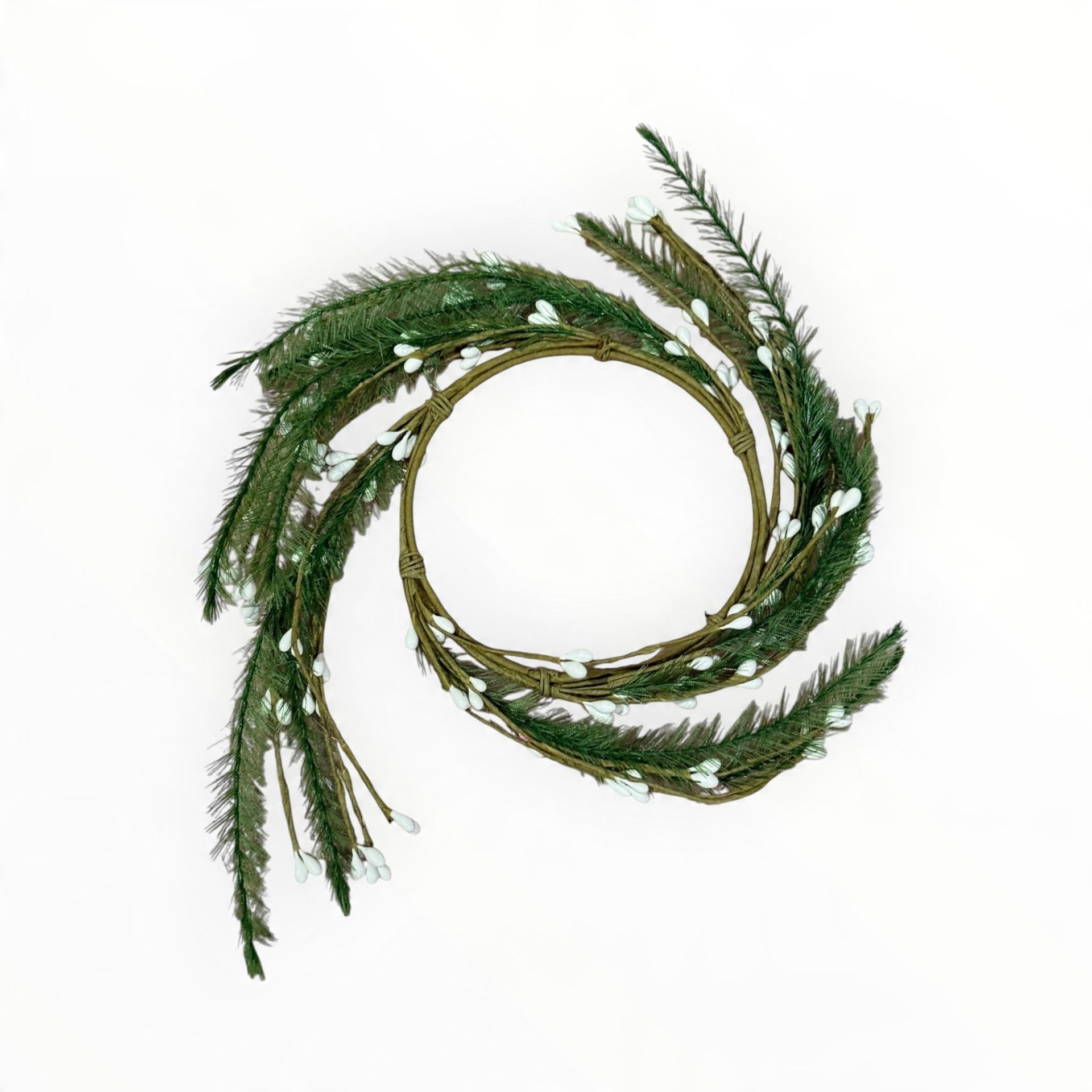 3.5” Christmas Greenery White Pip Candle Ring