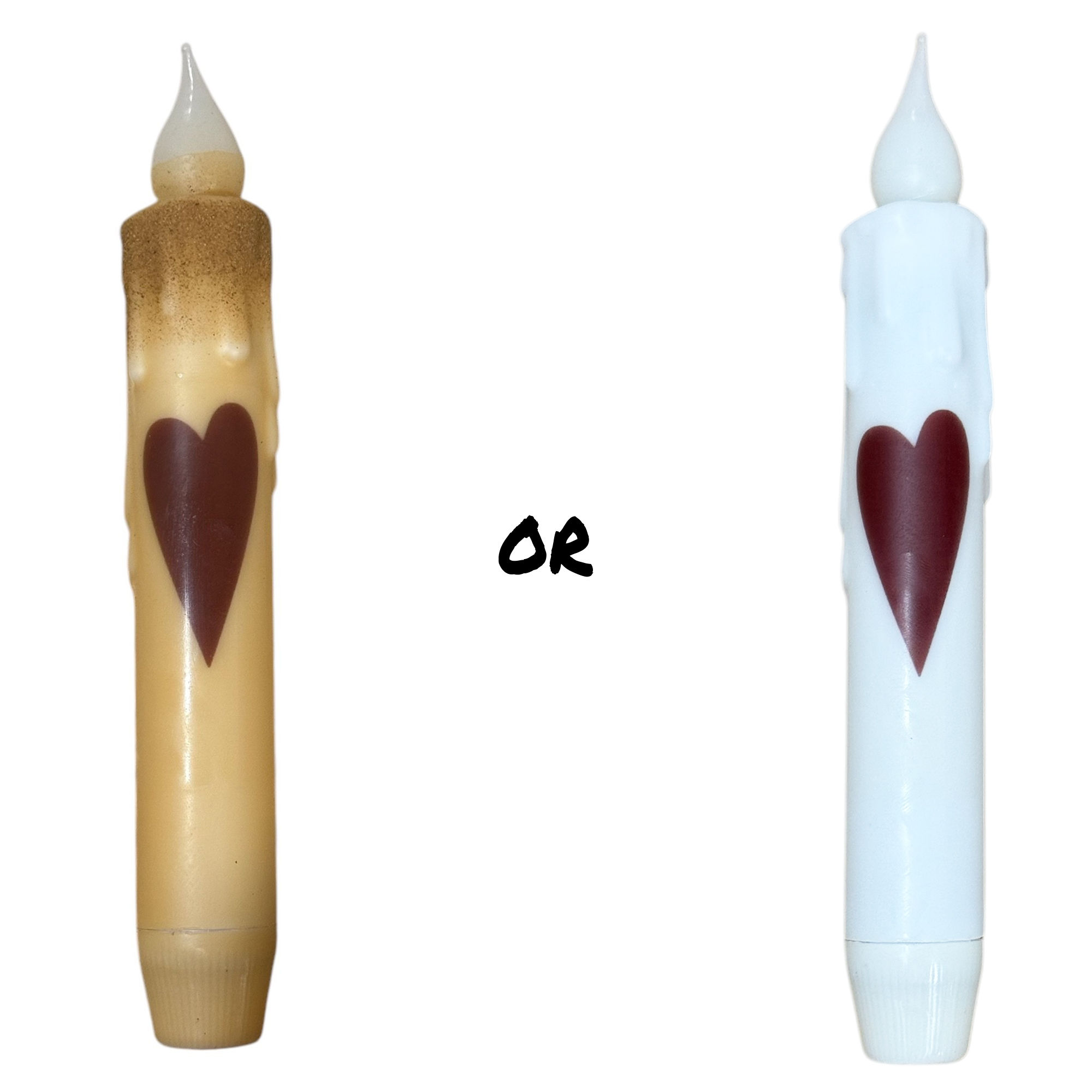 7" Primitive Valentine Heart Battery Operated LED Timer TaperBest Seller Candle