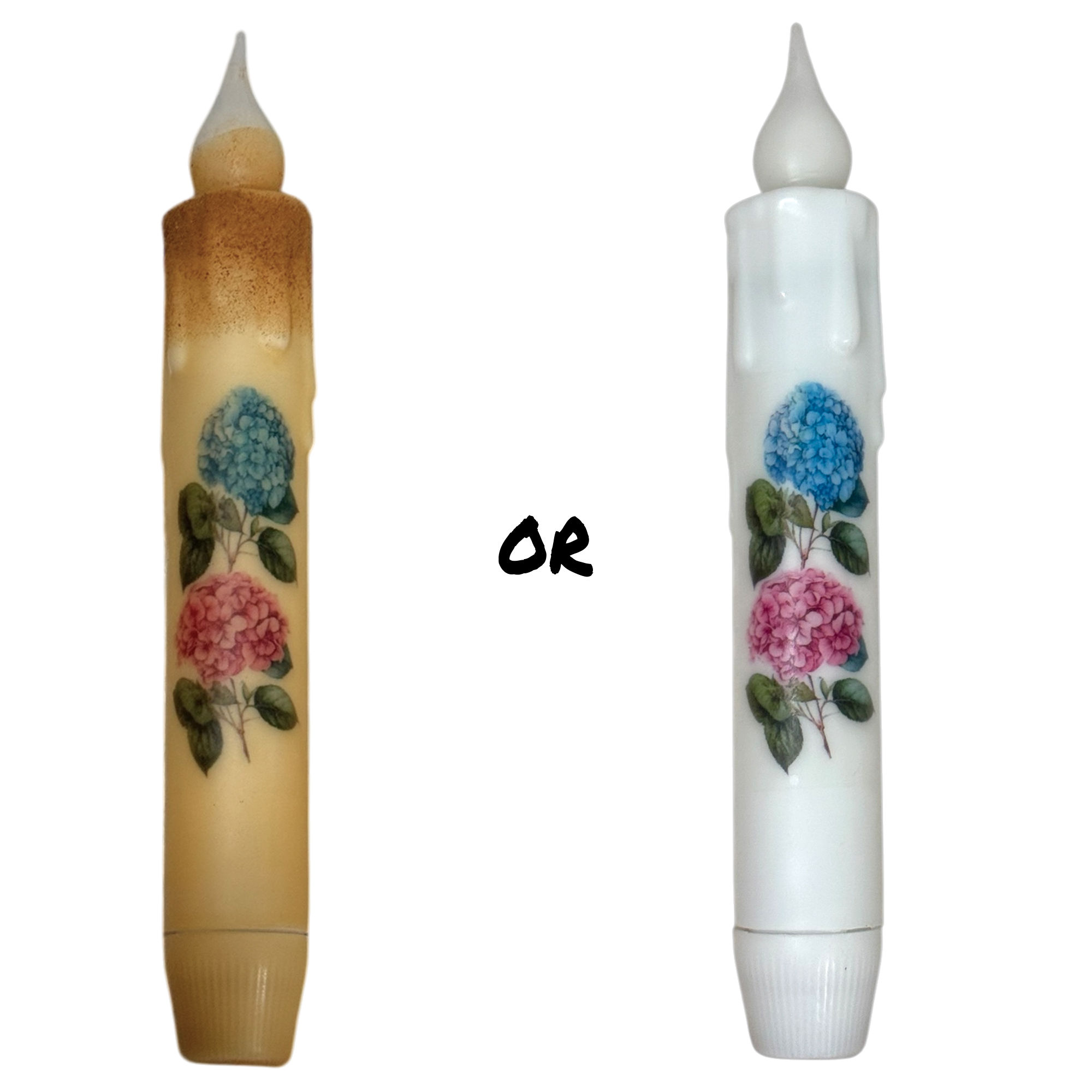 7" Hydrangea Battery Operated LED Timer Taper Candle