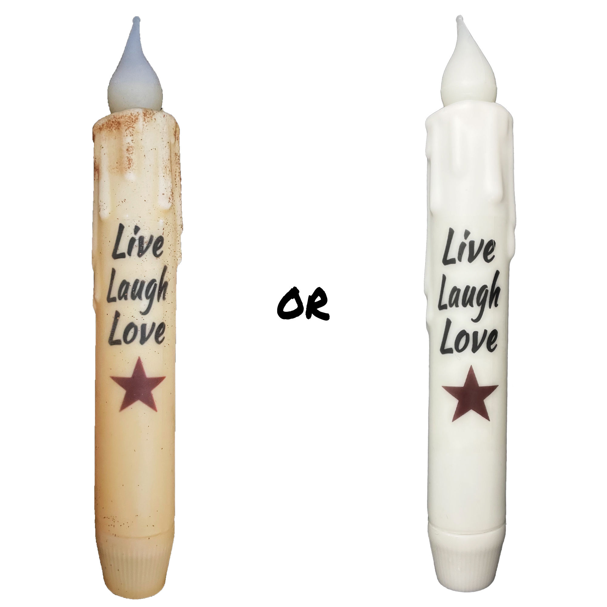 7" Live Laugh Love Battery Operated LED Timer Taper Candle