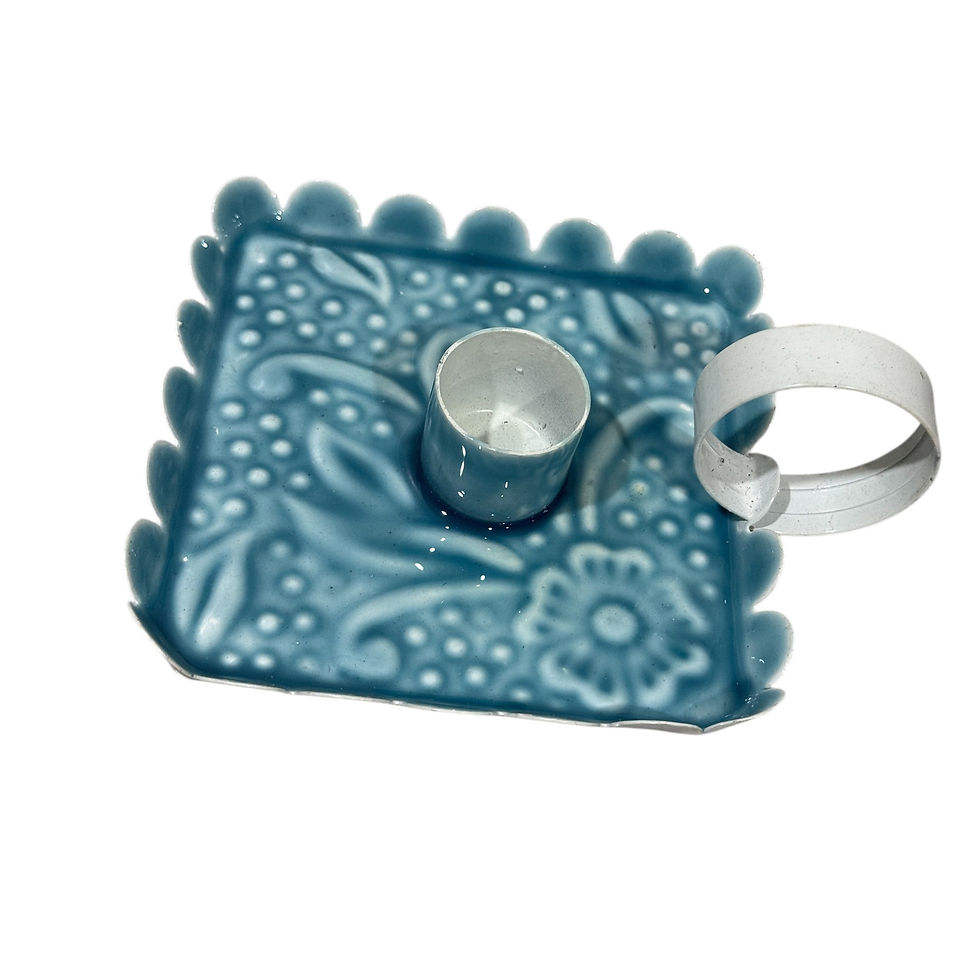 Thumbnail: Blue Enamel Floral Taper Candle Holder