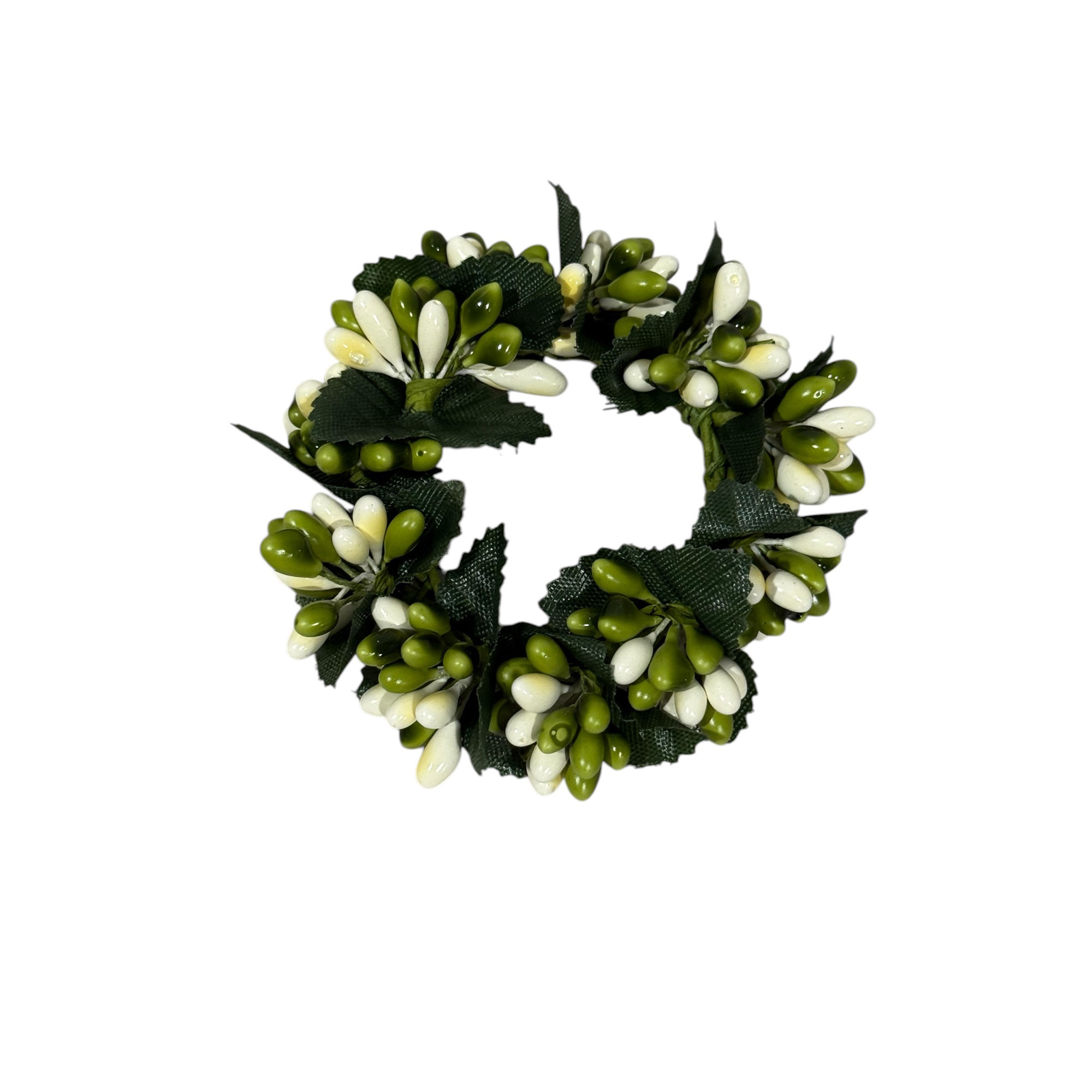 1.5" Green Greenery Pip Berry Candle Ring Wreath
