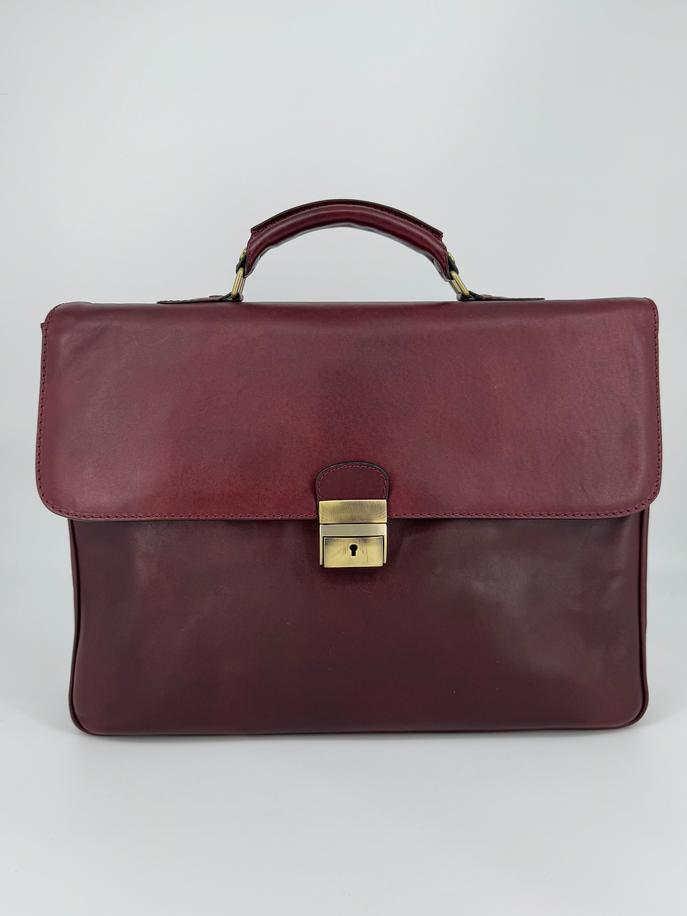 Front view leather briefcase