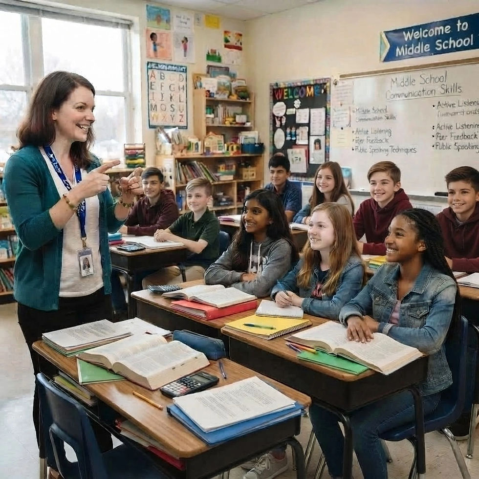 Children in a classroom signing together with the teacher signing to them.jpg