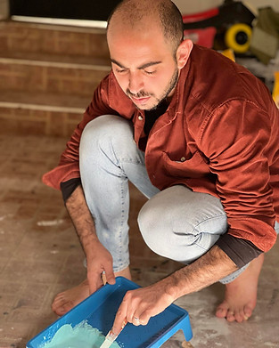 Architect and painter Walid Balafrej painting for a house project
