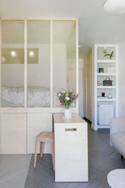Appartement de 30m2 astuces cloison délimiter espace et créer bureau modulable