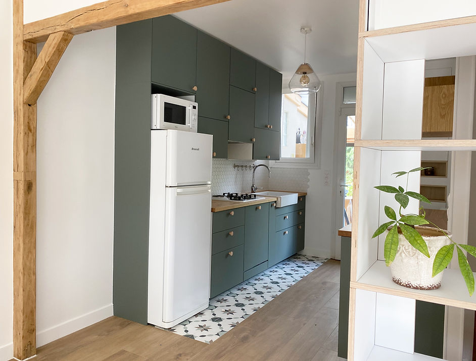 Cuisine Ikea style rustique et campagne en région parisienne par un architecte d'intérieur