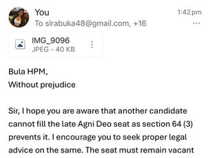 Will the HPM break the law to appoint another candidate to parliament so close to elections ?