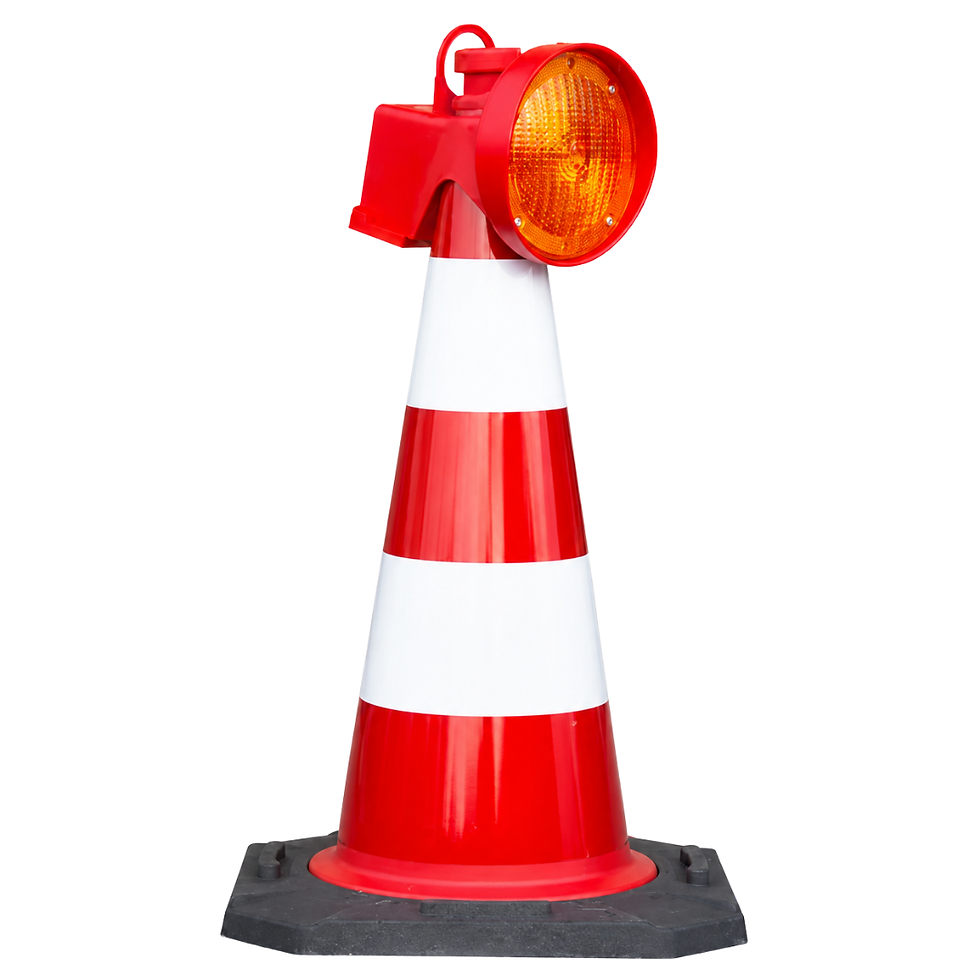 Miniatura: Baliza LED Conefix instalada sobre un cono de tráfico.