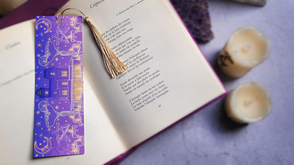 Thumbnail: Marque-page Midnight Margaritas à parfumer inspiré par Practical Magic, esthétique whimsigoth witchy