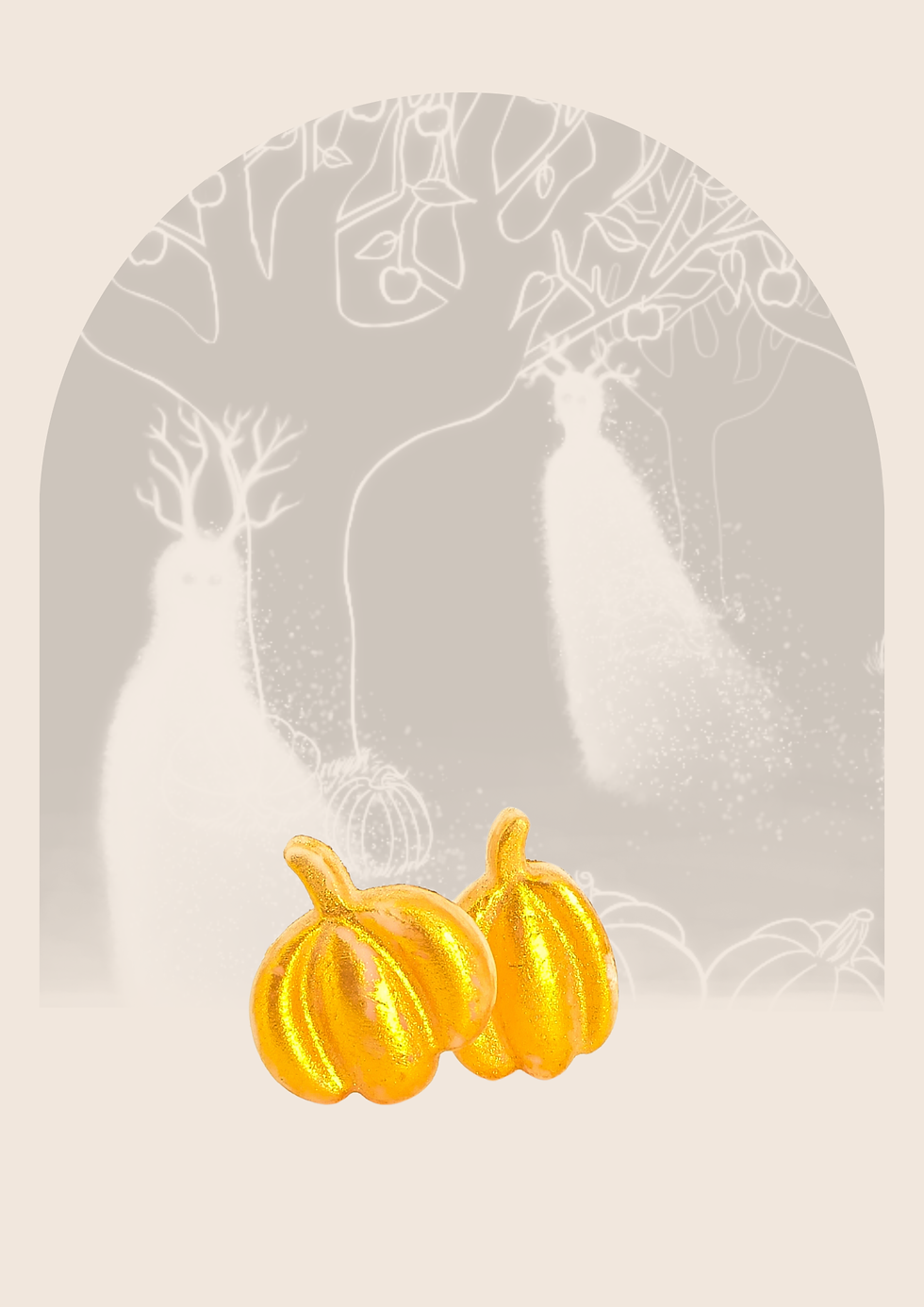 Miniature : Fondants de cire artisanaux en forme de citrouilles dorées pailletées Verger Hanté Muskyoil