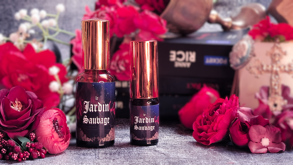Miniature : brume parfumée le Jardin Sauvage, inspirés par Lestat des Chroniques des vampires d'anne rice, verre brun spray doré