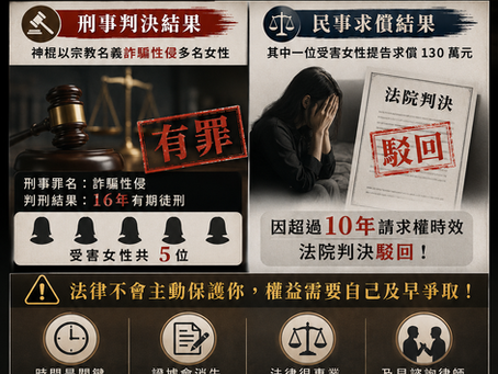 宗教神棍性侵5女350次！其中1女遭淫辱200次求償130萬二審一原因被駁回