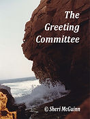 Waves crash on a rocky coast. Title of the story: The Greeting Committee. Copyright Sheri McGuinn