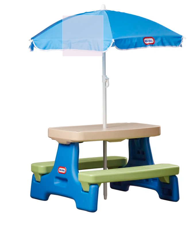 Green & Blue Children's Picnic Bench with Umbrella