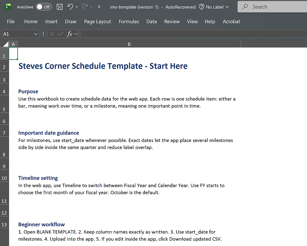 Thumbnail: Quick Start Package for Steve's Corner Free Schedule Viewer