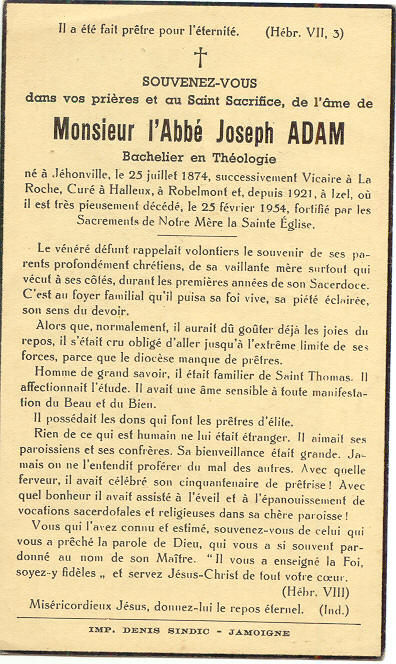 Abbé Joseph ADAM