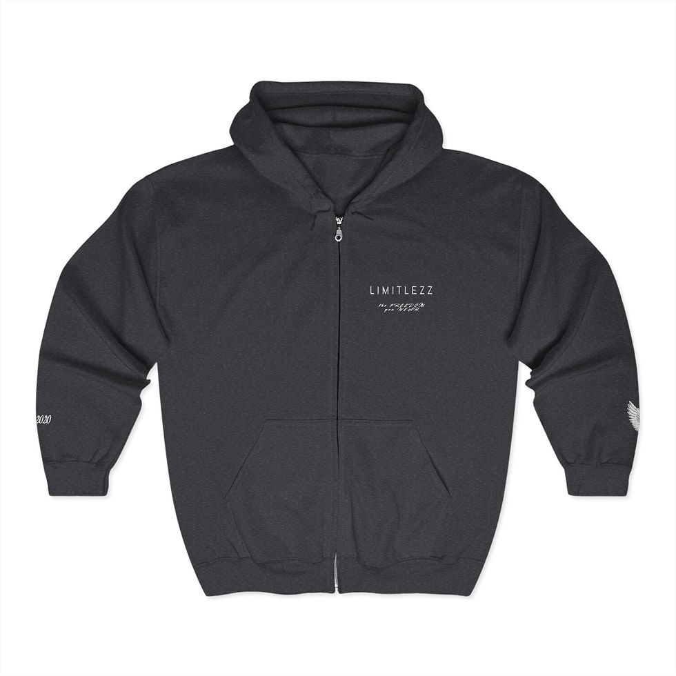 Thumbnail: UNISEX FALL LIMITLEZZ SLOGAN, Embroidered Full Zip Hoodie