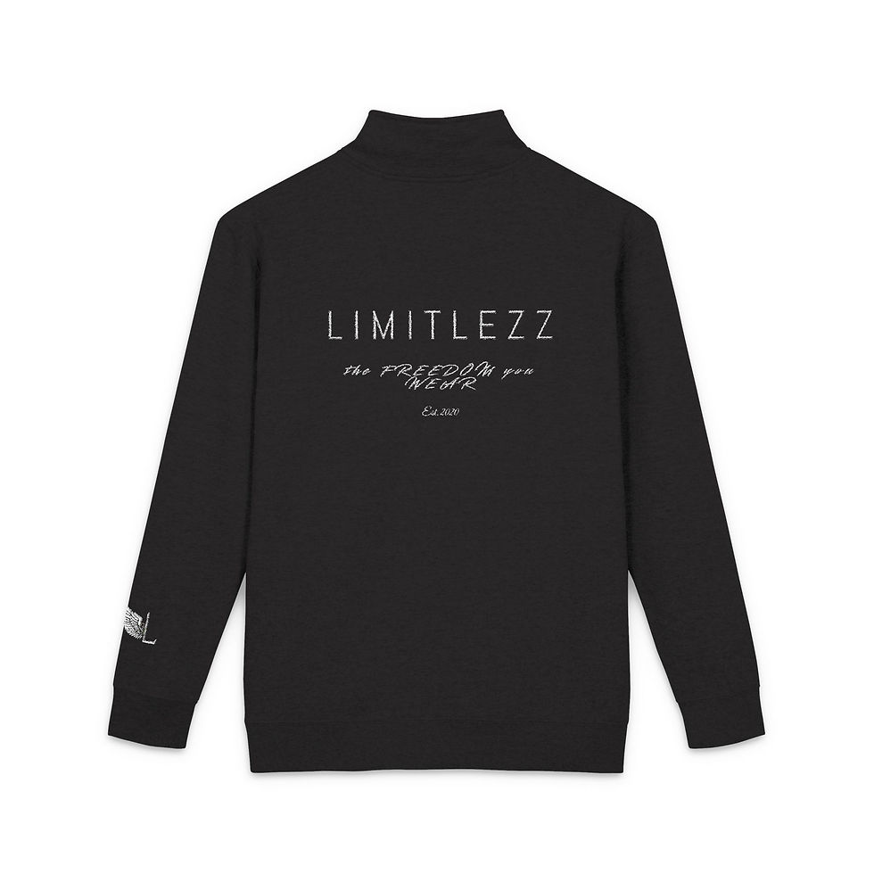 Thumbnail: UNISEX LIMITLEZZ BRAND, Embroidered Mock Neck Zip Pullover